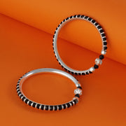 One Pair 925 Plain Silver Baby Nazariya Kada - (ideal for Newborns to 2 years age